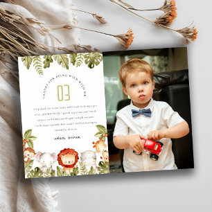 Carte De Remerciements Safari tropical sauvage Animaux Enfants Photo Anni