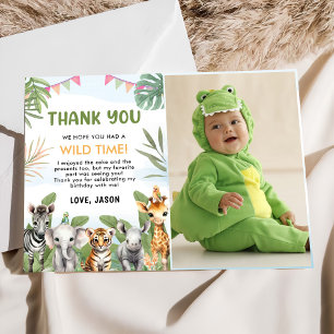 Carte De Remerciements Safari Wild One 1st Boy Birthday Photo