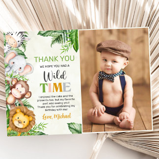 Carte De Remerciements Safari Wild One Birthday Photo