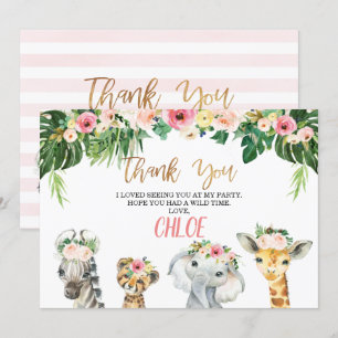 Carte de remerciements Safari Wild One Floral Foli