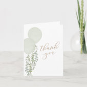Carte De Remerciements Sage Aquarelle Balloon Jumeaux Baby shower pour ga (Devant)