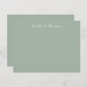 Carte De Remerciements Sage Classic Script Elegant Wedding Names Flat (Devant / Derrière)