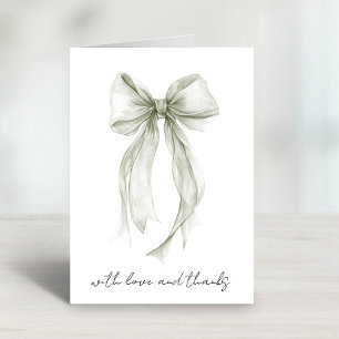 Carte De Remerciements Sage Coquette Bow Aquarelle Enterrement de Vie de