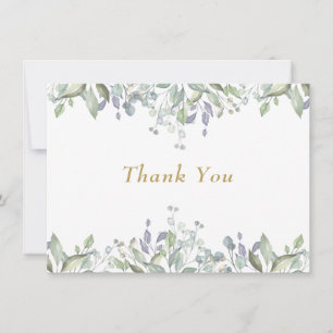 Carte De Remerciements Sage et feuillage floral lilas or