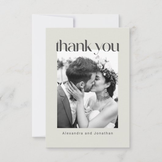 Carte De Remerciements Sage Floral Boho Message personnalisé Mariage phot (Devant)