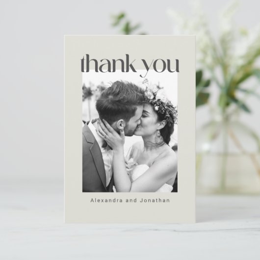 Carte De Remerciements Sage Floral Boho Message personnalisé Mariage phot (Debout devant)