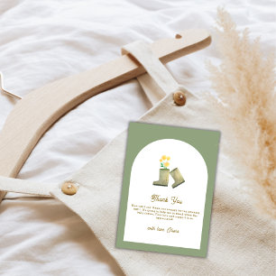Carte De Remerciements Sage Green Baby shower de bottes florales cultivée