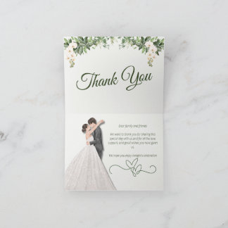 Carte De Remerciements Sage Green & Beige Botanical Floral Wedding Thank 