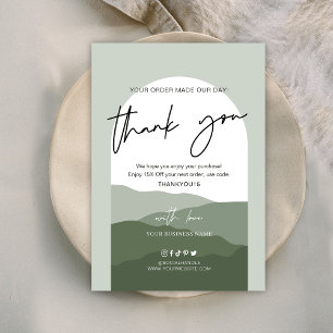 Carte De Remerciements Sage Green Boho Arch Simple Logo Business