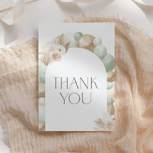 Carte De Remerciements Sage Green Boho Pampas Baby shower en herbe