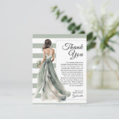 Carte De Remerciements Sage Green Bride rayures Polka Dot Fête des mariée (Debout devant)