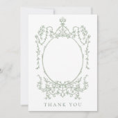 Carte De Remerciements Sage Green Classic Floral Frame Wedding Photo      (Devant)