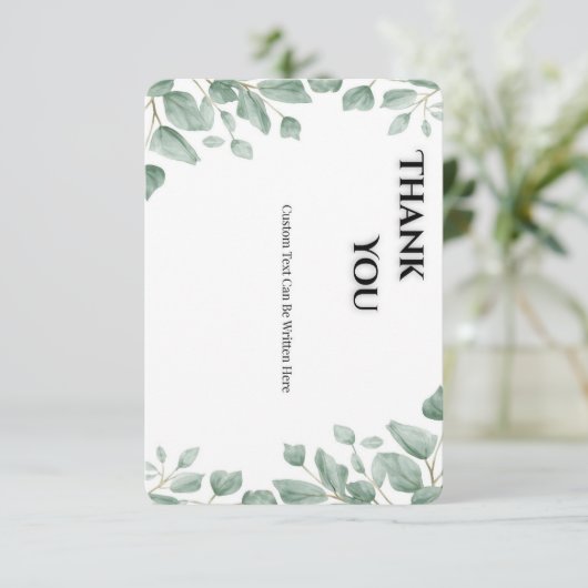 Carte De Remerciements Sage Green Eucalyptus Wedding Thank You Card (Debout devant)