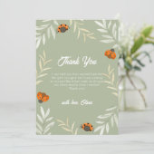 Carte De Remerciements Sage Green Fall Ladybug Baby shower de verdure (Debout devant)