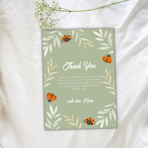 Carte De Remerciements Sage Green Fall Ladybug Baby shower de verdure