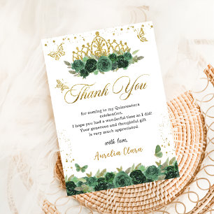 Carte De Remerciements Sage Green Floral Papillons Quinceañera Anniversai