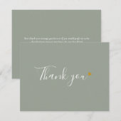 Carte De Remerciements Sage Green Gold Heart Chic Script Business (Devant / Derrière)