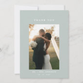 Carte De Remerciements Sage Green Line Art Leaf Monogramme Mariage (Devant)