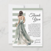 Carte De Remerciements Sage Green Mariée Rayures Pois Fête de Mariage Pré (Devant)