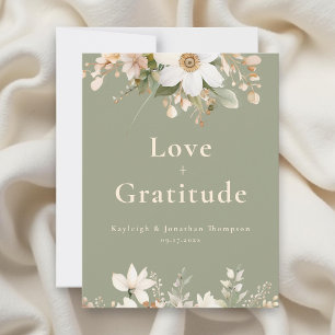 Carte De Remerciements Sage Green Moderne Aquarelle Mariage Floral