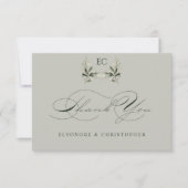 Carte De Remerciements Sage Green Olive Branch Monogram Wedding (Devant)