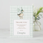 Carte De Remerciements Sage Green One Lucky Duck 1er anniversaire (Debout devant)