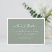 Carte De Remerciements Sage Green Simple Script Funérailles (Debout devant)