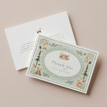 Sage Green Storybook Baby Shower Thank you Card