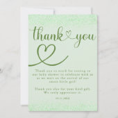 Carte De Remerciements Sage Green Thank You Heart Confetti Script (Devant)