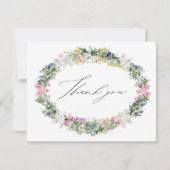 Carte De Remerciements Sage Green Wildflower Wreath Wedding Bridal Shower (Devant)
