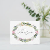 Carte De Remerciements Sage Green Wildflower Wreath Wedding Bridal Shower (Debout devant)