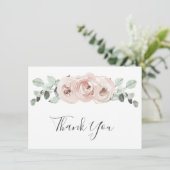 Carte De Remerciements Sage Greenery Rose Floral Dusty Rose Mariage (Debout devant)
