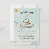 Carte De Remerciements Sage Little Pilot First Birthday Thank You (Devant)