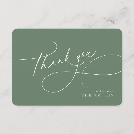 Carte De Remerciements Sage Minimal Elegant Script Christmas Thank You (Devant)