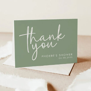 Carte De Remerciements Sage Minimaliste Script Mariage plié