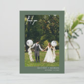 Carte De Remerciements Sage photo moderne à la main vert (Debout devant)