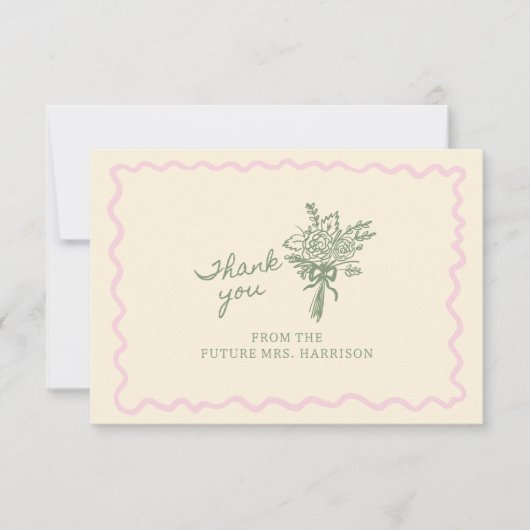 Carte De Remerciements Sage Pink Whimsical Handwritten (Devant)