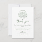 Carte De Remerciements Sage Sketched Just Married Car Couples Monogram (Devant)