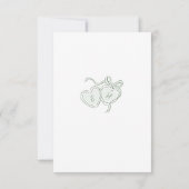 Carte De Remerciements Sage Sketched Just Married Car Couples Monogram (Dos)