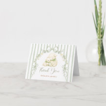 Sage Stripe Little Lamb Bow Baby Shower