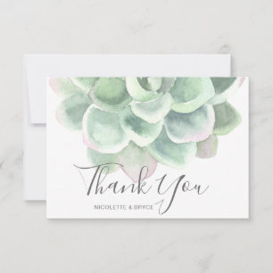 Carte De Remerciements Sage Vert Aquarelle Botanique Mariage Succulent
