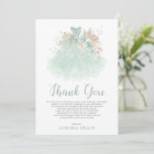 Carte De Remerciements Sage Vert Argent Quinceañera Robe Mis Quince (Debout devant)