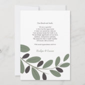 Carte De Remerciements Sage vert et blanc fleurs photo mariage (Dos)