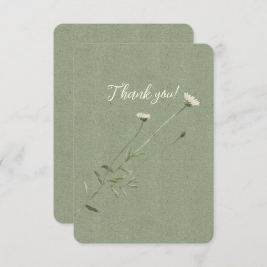 Carte De Remerciements Sage vert et une seule mezzanine (Devant / Derrière)