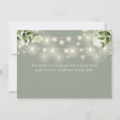 Carte De Remerciements Sage Vert Floral Verdure Éclairage à cordes (Dos)