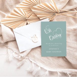 Carte De Remerciements Sage Vert Minimal Moderne Baby Shower