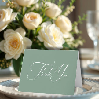 Carte De Remerciements Sage Vert Minimaliste Calligraphie Baby Shower de