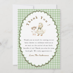 Carte De Remerciements Sage vert Silly Goose Baby shower