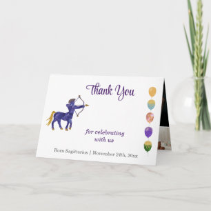 Carte De Remerciements Sagittaire 1er Anniversaire Or & Remerciements Pho