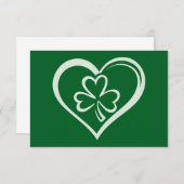 Carte De Remerciements Saint Patrick's Day Drôle Shamrock Coeur irlandais (Devant / Derrière)